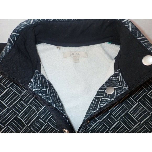 Adidas Midweight Fleece Athletic Shirt Women XS Black Geometric Snap Neck Casual - Picture 5 of 6